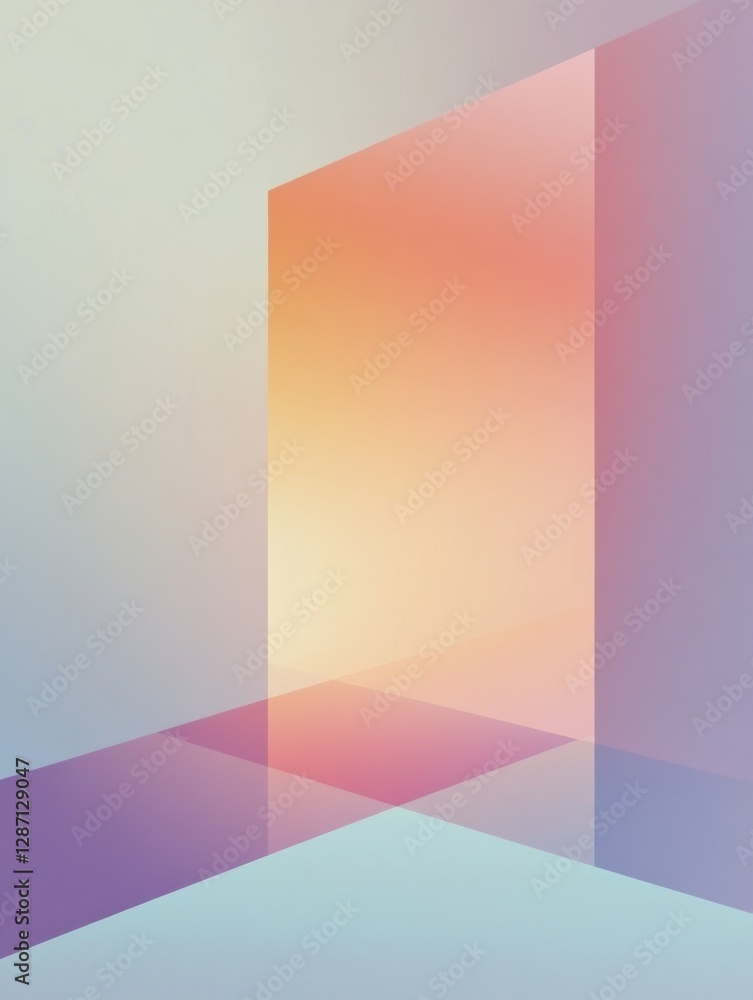 Poster modern abstract composition featuring geometric shapes and soft pastel colors with a focus on light 