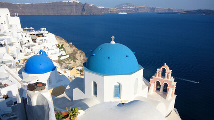 Blue dome in Santorini (Greece)