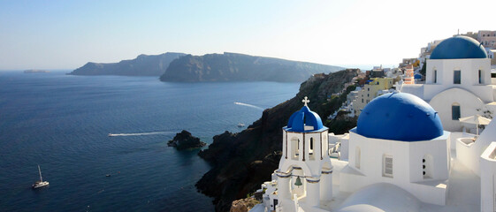 Blue dome in Santorini (Greece)