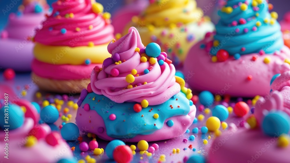 Aufkleber Colorful Playdough Delights with Whimsical Toppings and Empty Space for Text Idea