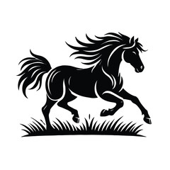 Galloping Horse in Meadow