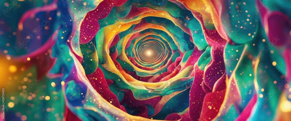 Aufkleber vibrant spiral rose design symbolizing hope and inspiration with colorful layers and glowing center 