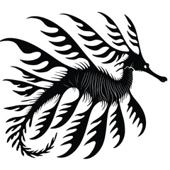 Obraz premium Leafy Sea Dragon Silhouette Underwater