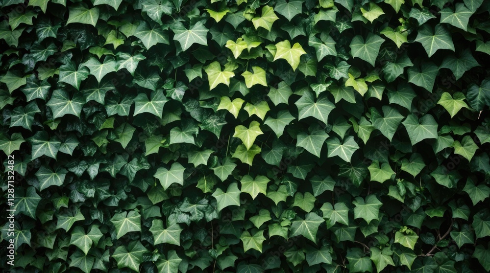Aufkleber lush ivy wall displaying vibrant green leaves creating a textured natural background ideal for eco-f