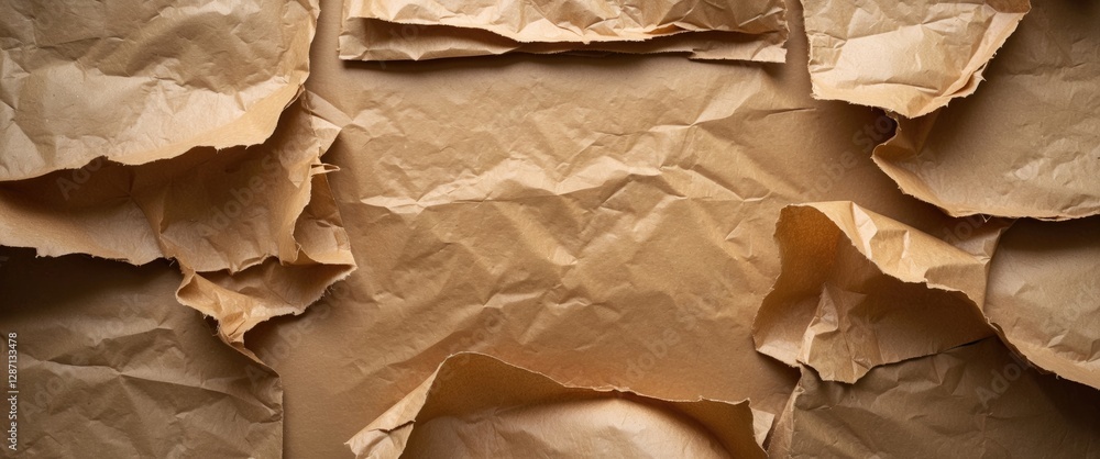 Aufkleber brown crumpled paper texture background for vintage design and craft projects