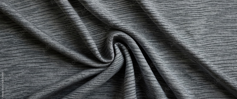 Poster Gray jersey fabric texture showcasing elegant drapery patterns with a stretchy and elastic finish ideal for fashion and design applications.