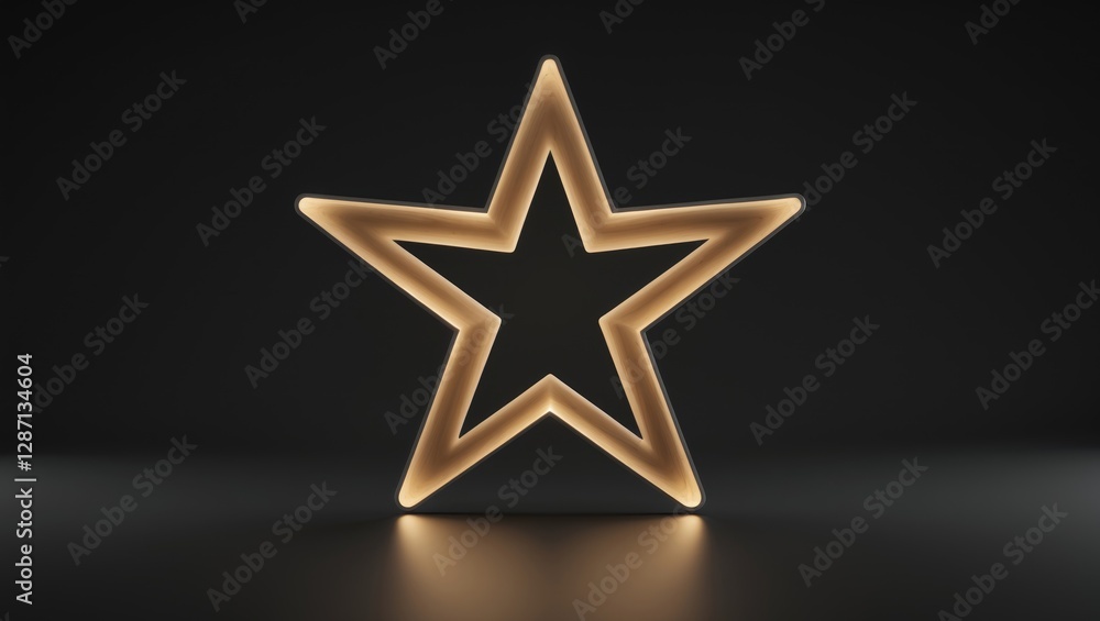 Poster Illuminated star-shaped figure against a black background showcasing modern design and abstract art for creative projects and concepts.