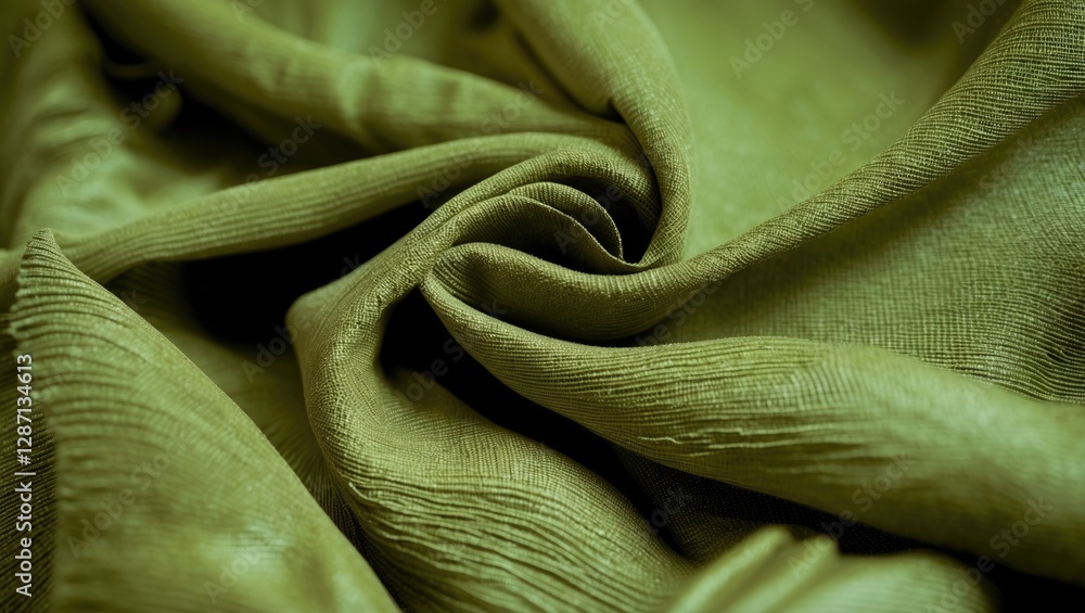 Poster khaki textile close-up showcasing a smooth and textured fabric surface with elegant folds and rich g