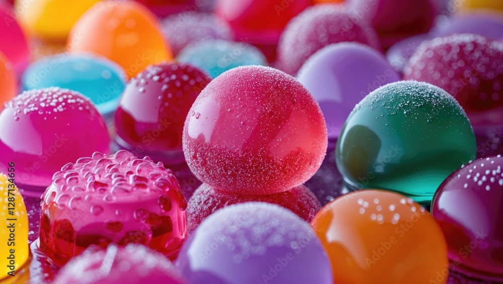 Poster colorful gummy candies texture creating a vibrant and playful background for food and confectionery 