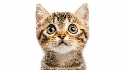 Obraz premium Adorable Tabby Kitten With Wide Eyes Looking Up