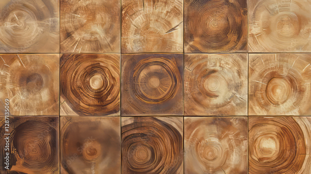 Poster abstract texture of teak wood with distinct end grain patterns for interior design inspiration