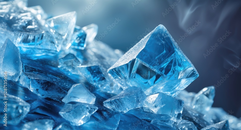 Aufkleber translucent ice crystals in vibrant blue tones creating a textured, frosty surface with a cool, ethe