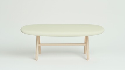 Oval light-green coffee table on light background.  Home decor, furniture