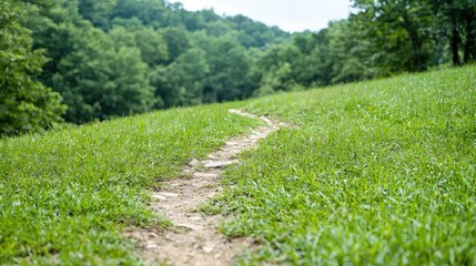 Hiking Trail Through Lush Green Hills