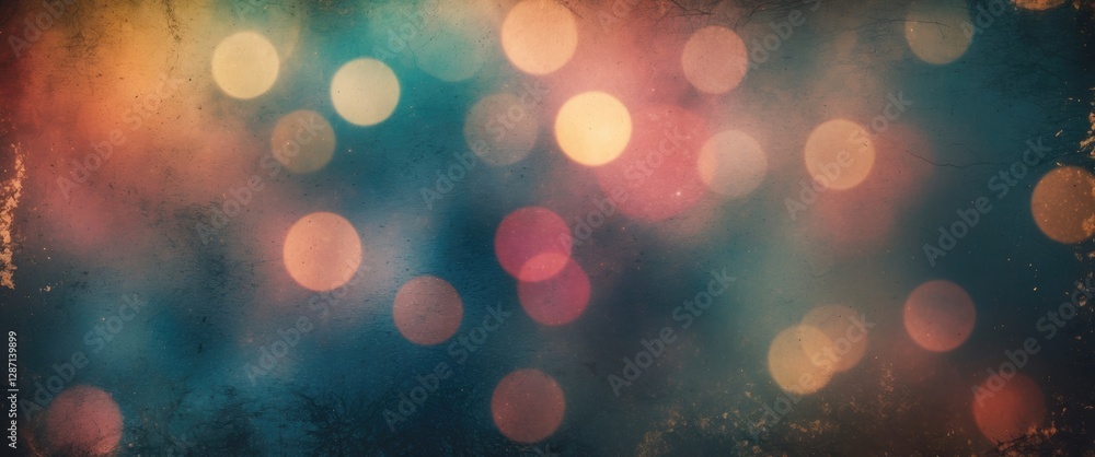Poster Abstract bokeh texture background with defocused colorful spots and vintage tones ideal for overlay and design projects