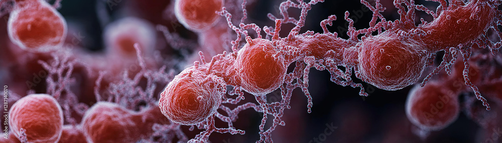 Poster microscopic analysis of bacterial growth in a laboratory setting science close-up educational concep