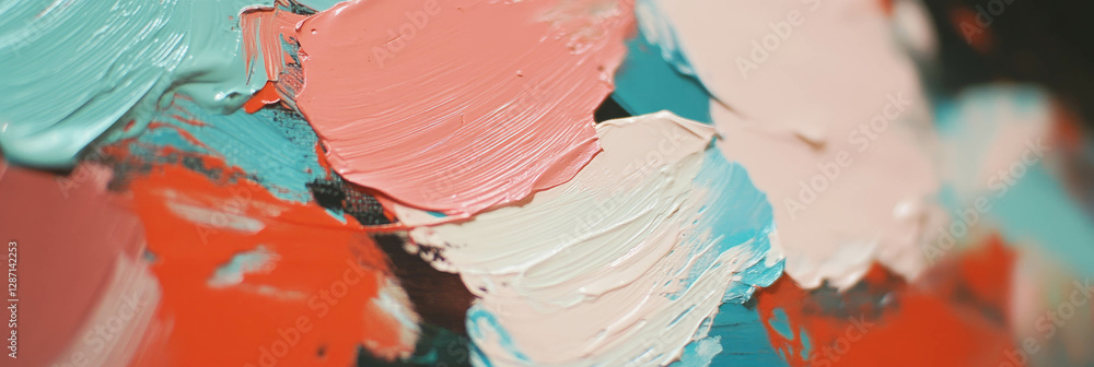 Poster abstract art with textured paint and layered palette design