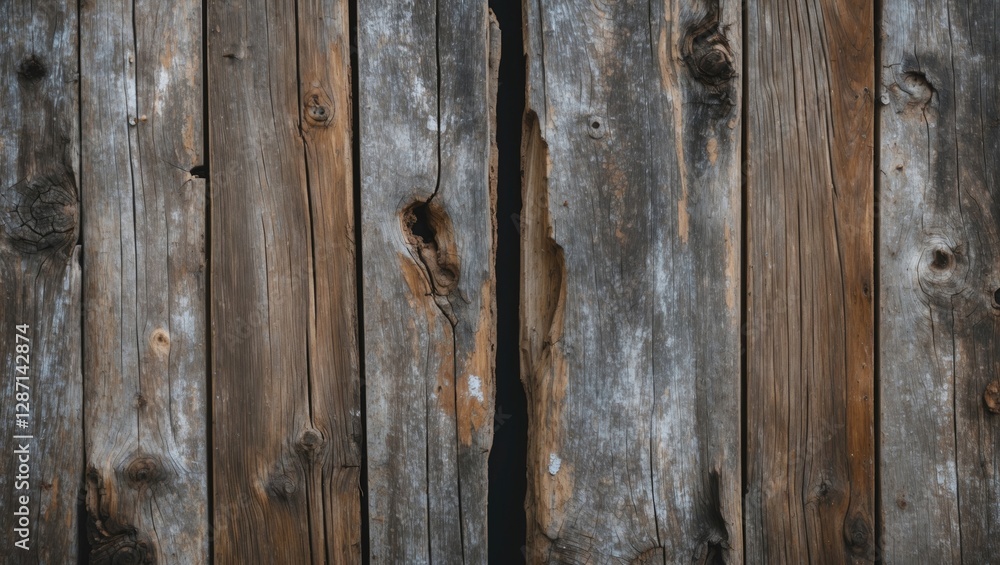 Poster weathered wooden planks with textures and imperfections creating a rustic background suitable for va