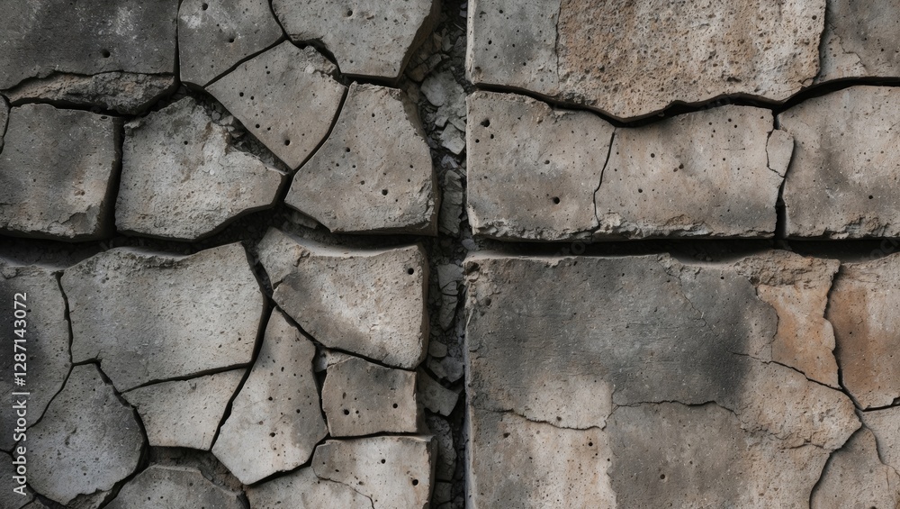 Aufkleber cracked cement wall texture with weathered appearance for backgrounds and design elements in archite