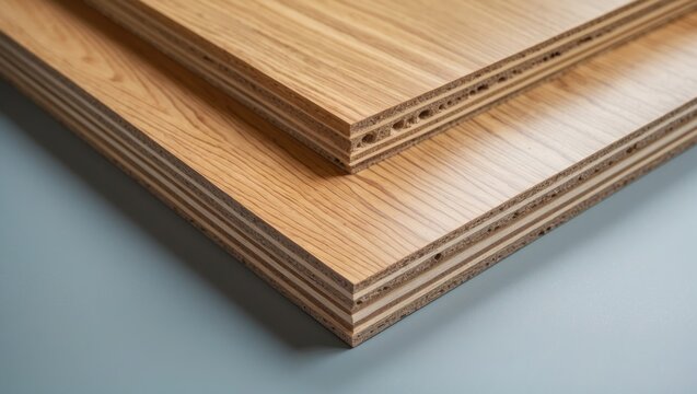 High-quality melamine faced blockboard showcasing a light wood finish ideal for modern furniture and interior design applications.