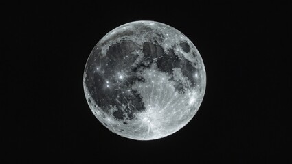 Obraz premium High-definition close-up of a luminous half moon against a deep black background showcasing detailed surface textures and celestial beauty.