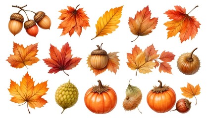 Fototapeta premium Fall foliage harvest, leaf background image, natural texture banner