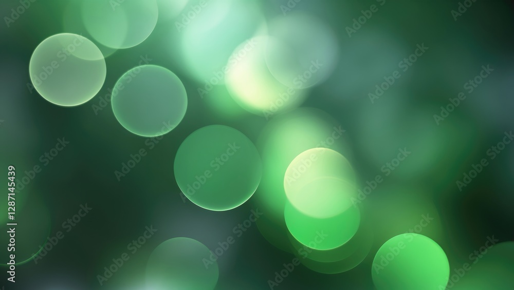 Poster green gradient background with soft blurred light bokeh effect ideal for nature-themed presentations