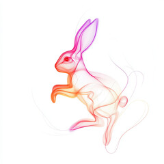abstract rabbit, digital art, colorful bunny, artistic illustration on white background