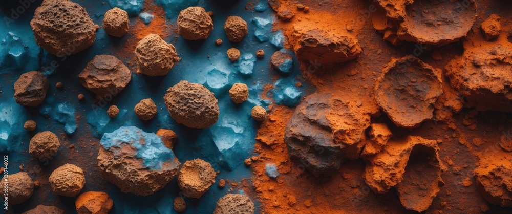Poster rusty textured surface with colorful rocky formations creating a seamless vector pattern ideal for b