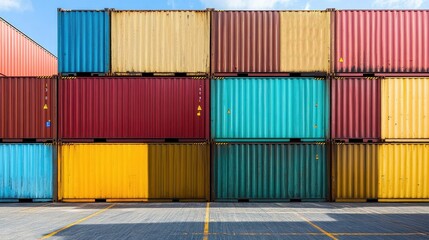 Fototapeta premium Containers in shipping yard, shipping port. 