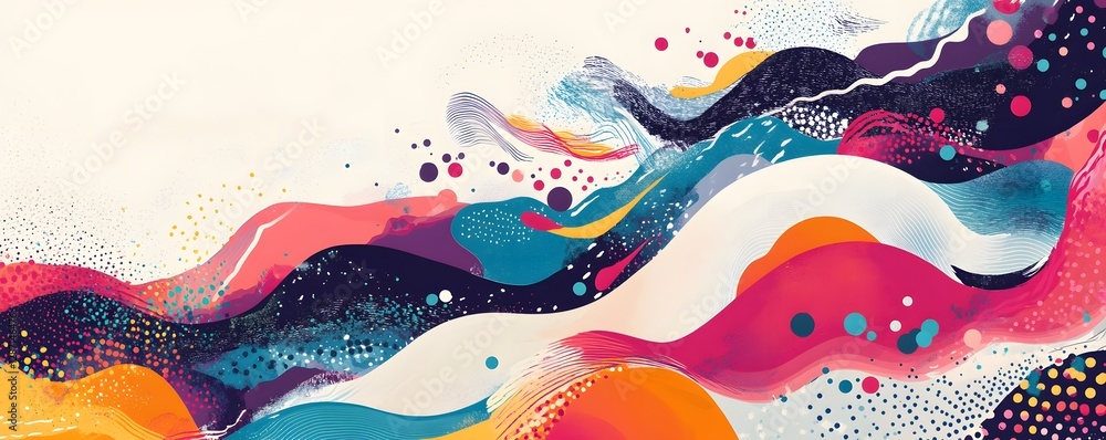 Poster a vibrant and abstract composition showcasing flowing colors and dynamic patterns, perfect for proje