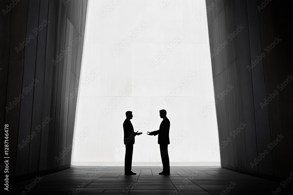 Aufkleber business professionals having a discussion in a modern architectural space during daylight hours. ge