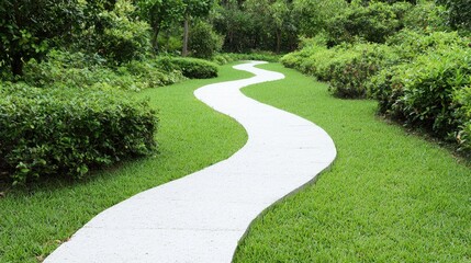 Obraz premium Winding path through lush green park
