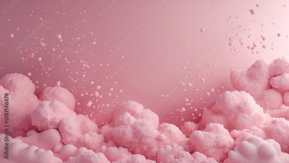 Poster soft pink abstract background with fluffy clouds and artistic splashes ideal for minimalistic design