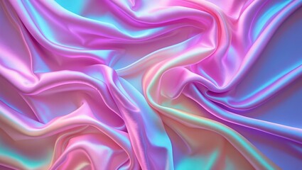 Fototapeta premium Elegant pastel silk waves in soft neon hues showcasing luxurious fabric textures for abstract backgrounds and modern design aesthetics.