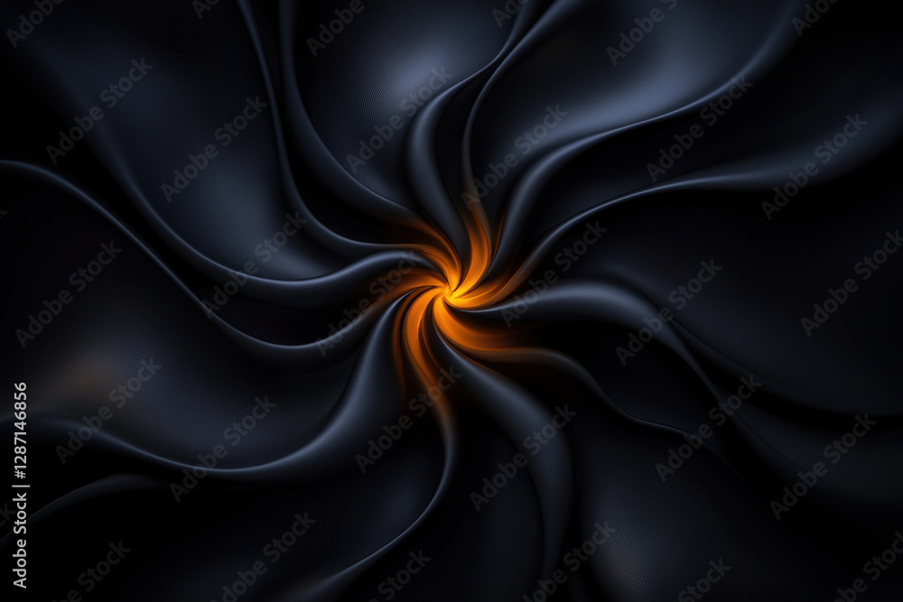 Aufkleber swirling black and orange fabric creates a dynamic visual pattern in abstract design