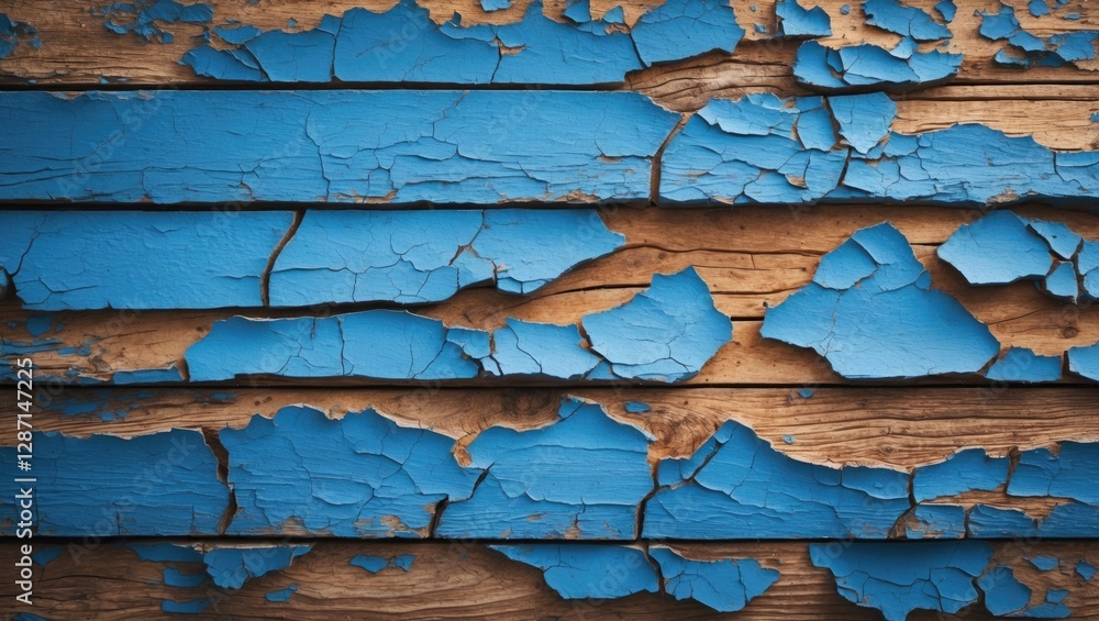 Poster weathered blue paint peeling from wooden planks creating a rustic and textured background ideal for 
