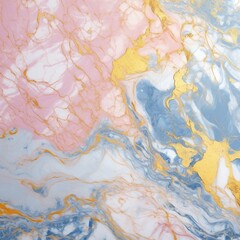 Abstract Acrylic Pour Painting: Pink, Blue, and Gold
