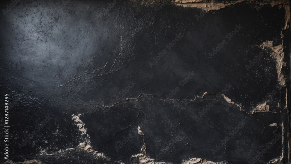 Aufkleber grunge black wall texture with cracks and imperfections suitable for use as a dark background or wal