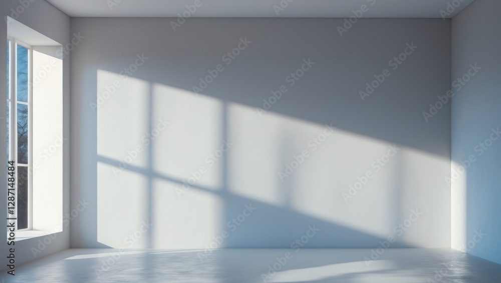 Poster minimalistic light gray interior background with soft window shadows ideal for showcasing products i