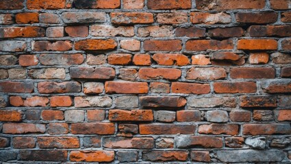 Obraz premium Textured vintage brick wall background with a mix of red and gray bricks showcasing rustic urban charm and historical character.