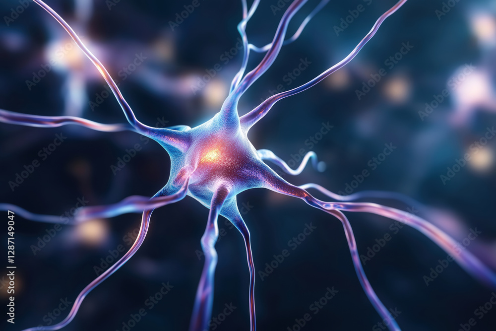 Poster neural network cells interacting in a colorful digital representation