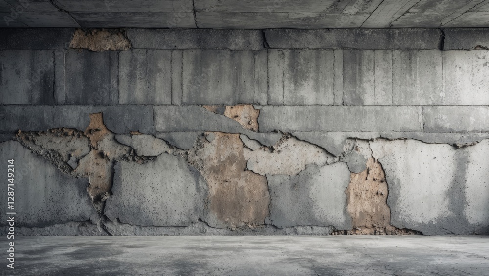 Poster textured old concrete wall background with peeling layers showcasing gray hues and abstract grunge p