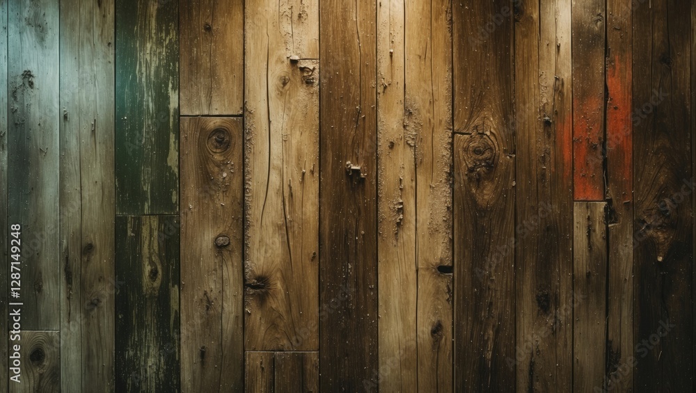Poster rustic wooden flooring background texture with distinctive aging and color variations for interior d