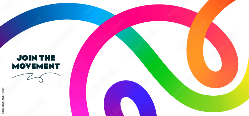 Leinwandbilder Abstract Background with Color Gradient Shape Pattern. Vector Curve Line Waves. 3D Squiggle Rainbow Ribbons. Geometric Design Elements. Modern Graphic with Gradation