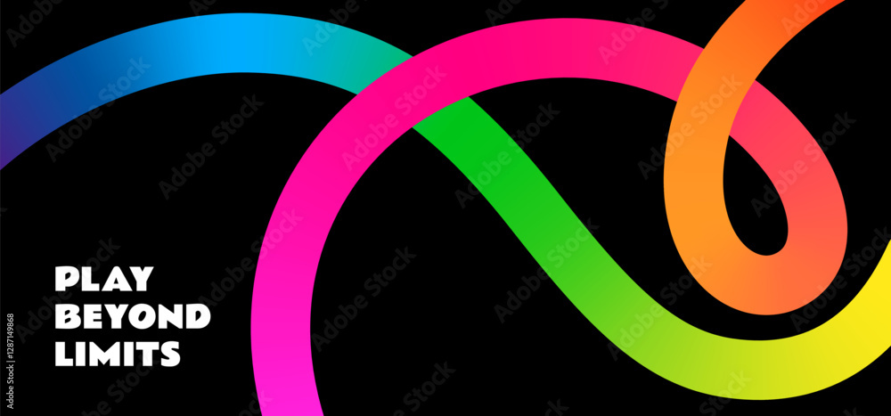 Aufkleber Abstract Color Lines Isolated on a Black Background. Vector Pattern with Gradient Shapes. 3D Wavy Rainbow Colored Ribbons