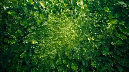 Fototapeta premium Lush Green Tropical Foliage Wall Background