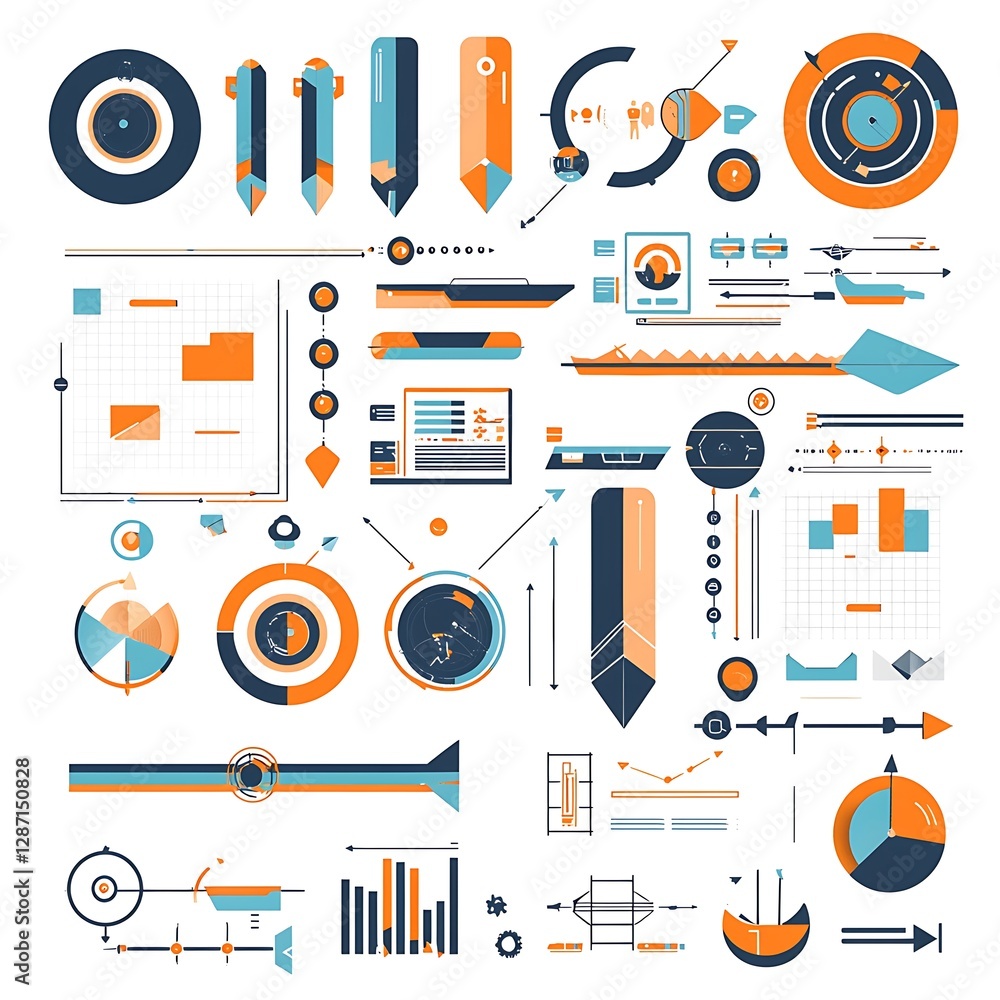 Wall mural flat design augmented reality ui elements on white background