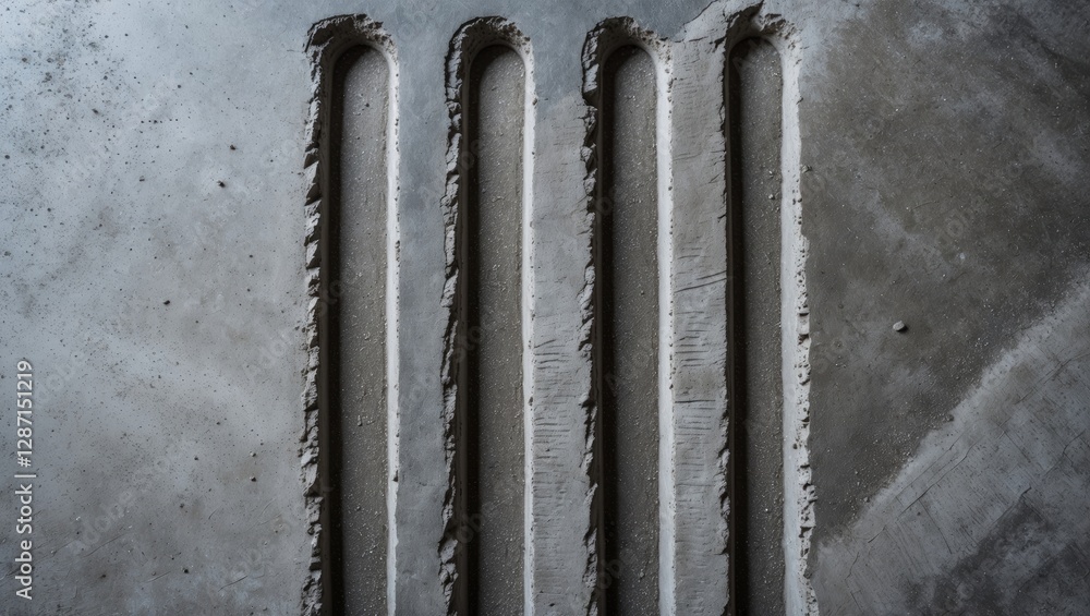 Poster textured concrete surface with multiple grooves showcasing a grey cement floor background design for