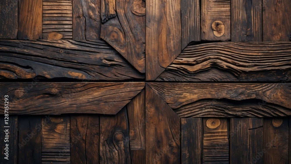 Poster textured wooden surface with intricate patterns and rich tones ideal for backgrounds or design proje